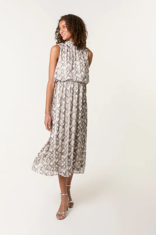 Grey Snake Print Diamante Dress - Blue Vanilla