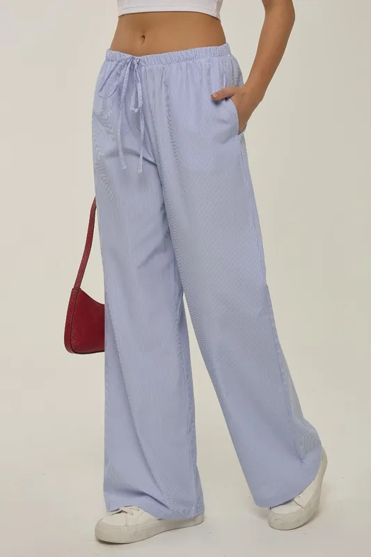 Elastic Waist Striped Cotton Lounge Bottoms - Hiccup