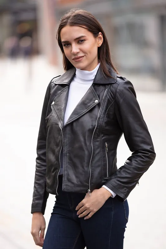 Brooklyn' Short Leather Biker Jacket - Ashwood Leather