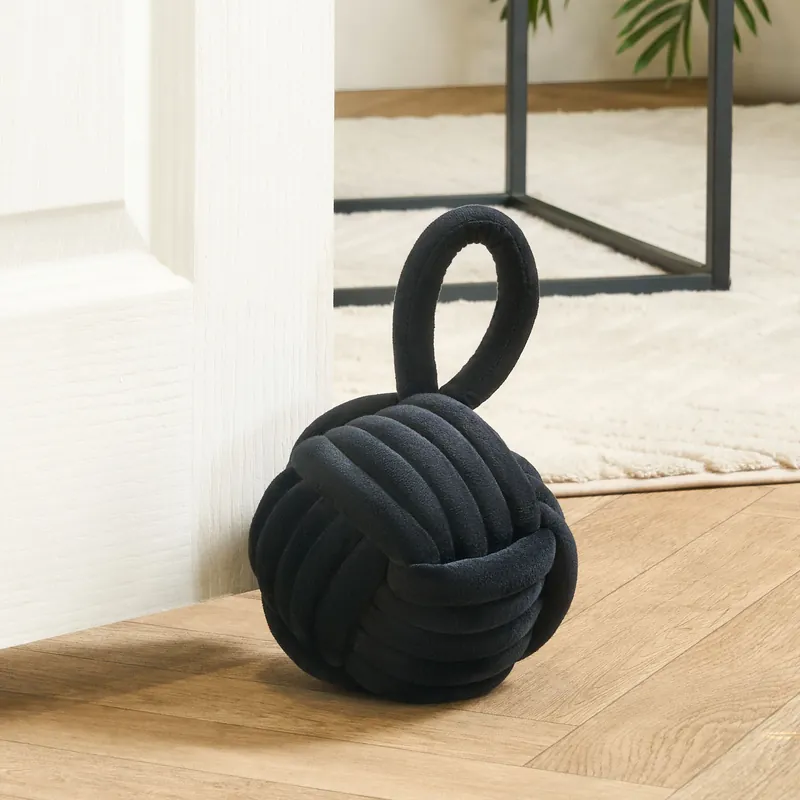 Matte Velvet Rope Weighted Decorative Door Stop with Handle - OHS
