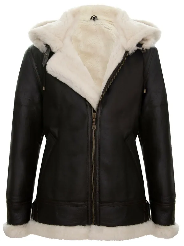 Hooded Sheepskin Leather B3 Flying Jacket-Columbus
