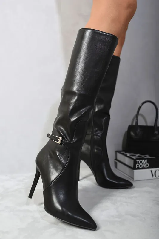 Anna Side Zip Stiletto Boots - IKRUSH
