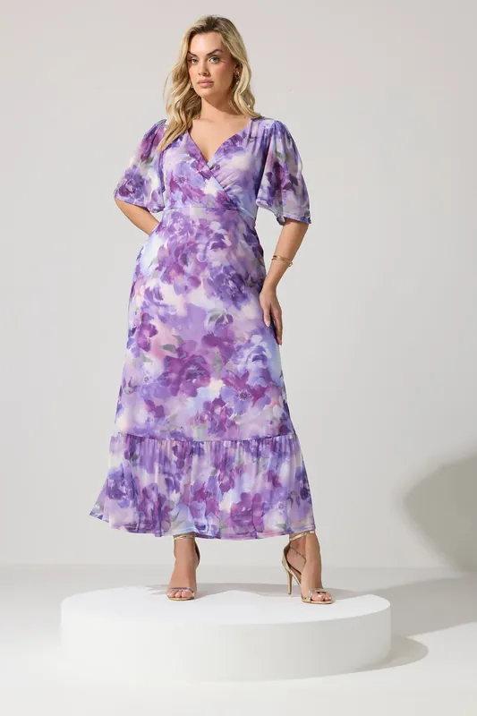 Floral Wrap Ruffle Hem Dress - Yours