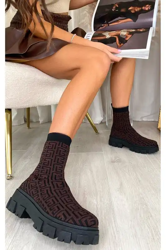 Nancy Chunky Sock Boots - IKRUSH