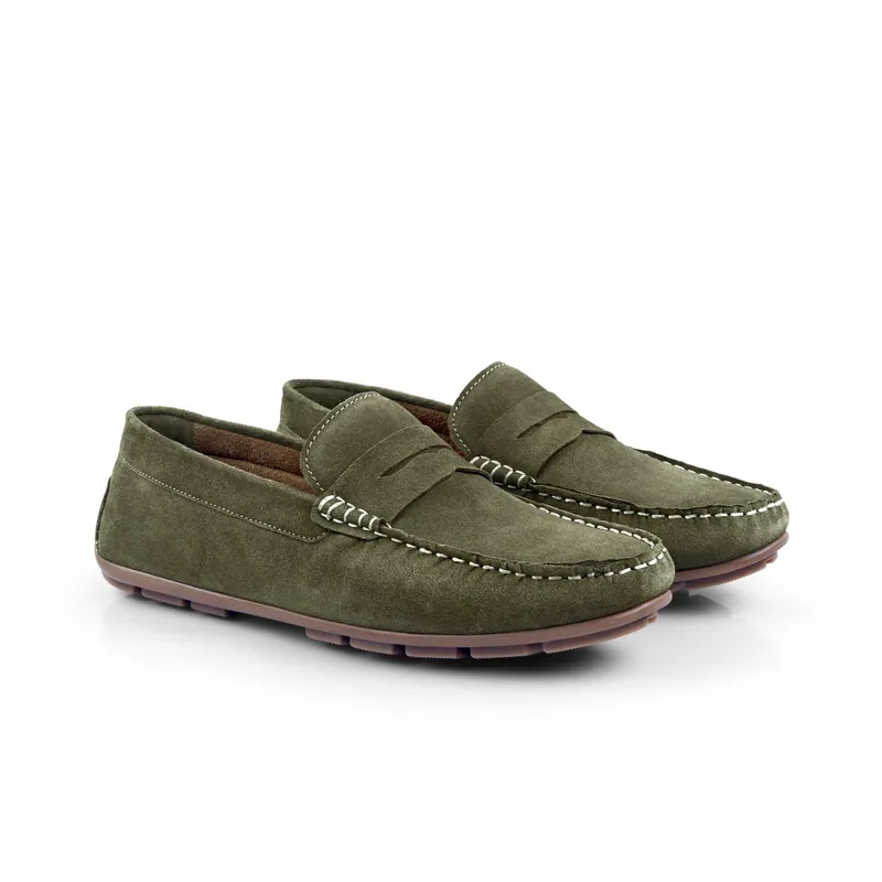 Bari Suede Leather Casual Mens Driving Loafers - Silver Street London