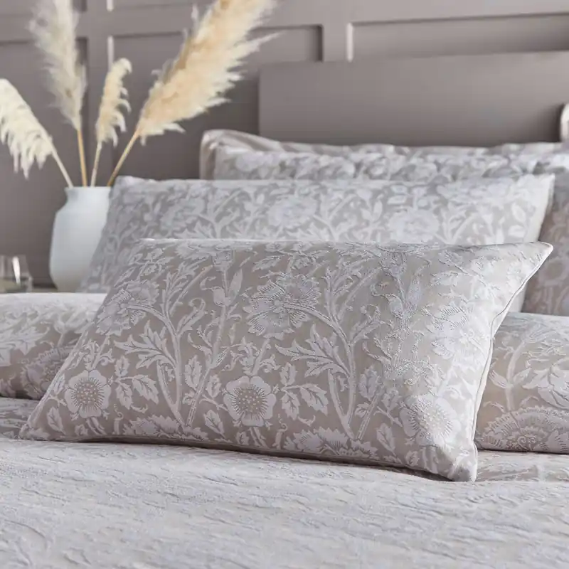 Chatsworth Floral Jacquard Filled Boudoir Cushion Pillow 32 x 50cm - Portfolio Home