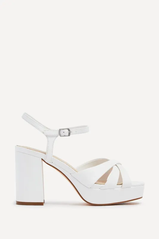 Keliah White Faux Leather Platform Heels - Linzi