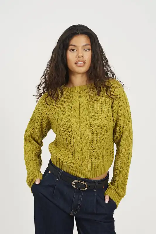 Crew Neck Cable Knit Jumper - Brave Soul