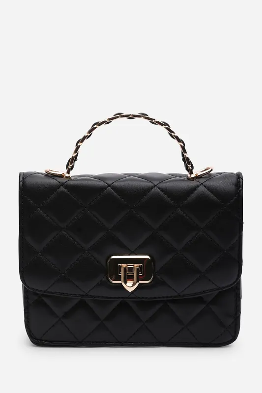 'Meadow' Quilted Top Handle Bag with Twist Lock - Where's That From