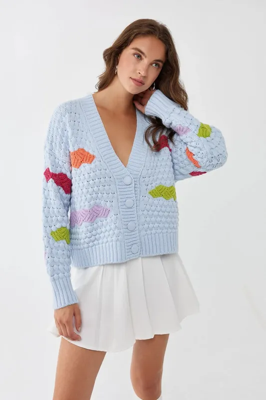 Abstract Print V-Neck Cardigan