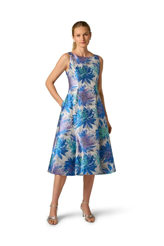 Jacquard Tea Length Dress - Adrianna Papell