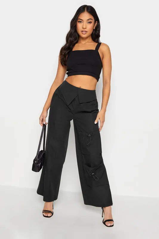 Petite Fold Over Waist Cargo Trousers - PixieGirl