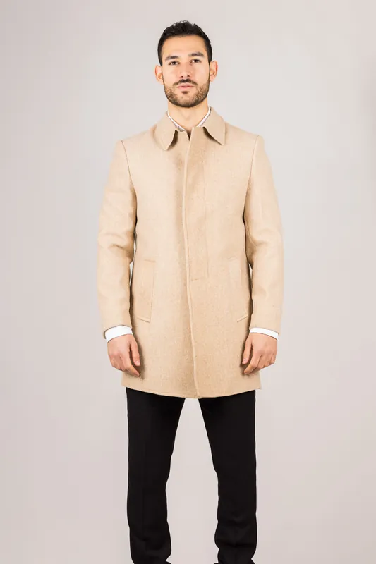 Men's Wool Blend Classic Collar Overcoat - Infinity Leather