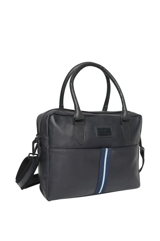 Striped Leather Laptop Bag - Barneys Originals