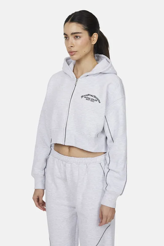Cropped Zip Through Hoodie - Good For Nothing