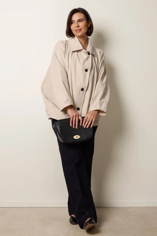 Beige Oversized Short Length Trench Coat - Blue Vanilla