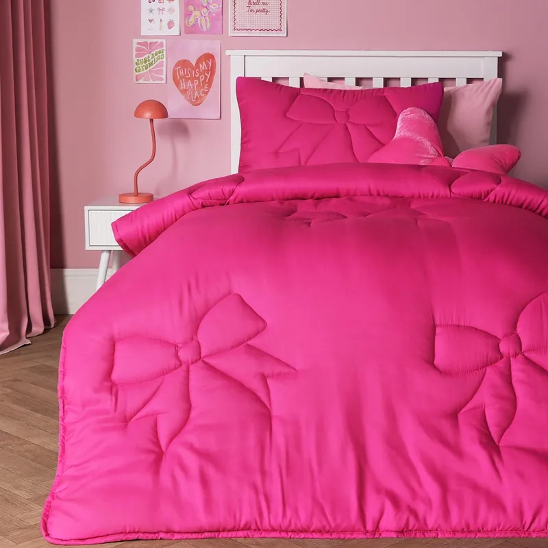 Bow Quilted 7.5 Tog Coverless Duvet with Pillowcase Bedding Set - OHS