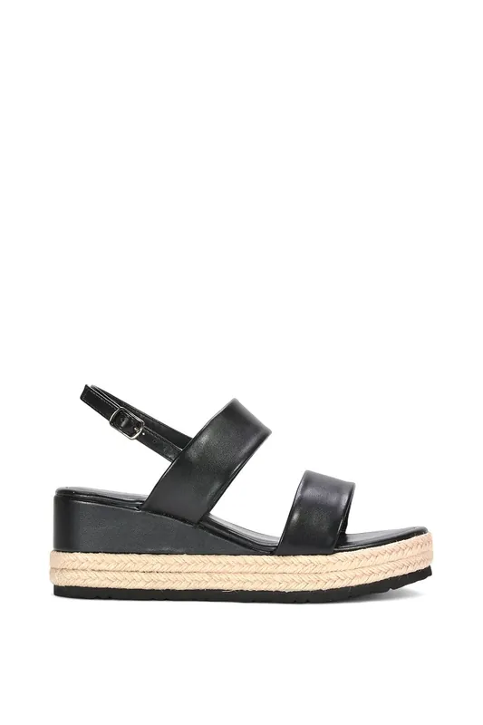 Ally' Mid Heel Platform Wedge Espadrille Sandals With Slingback - XY London