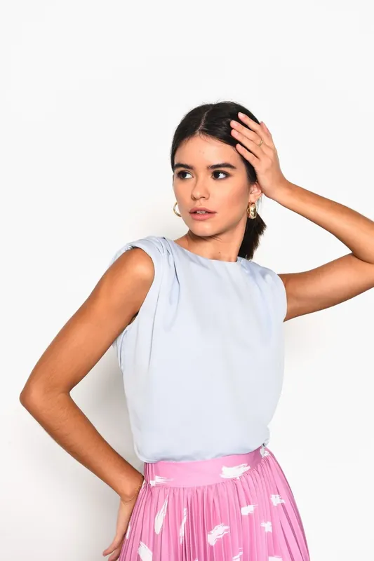 Sleeveless Top in Dusty Blue Grey - Shnoo