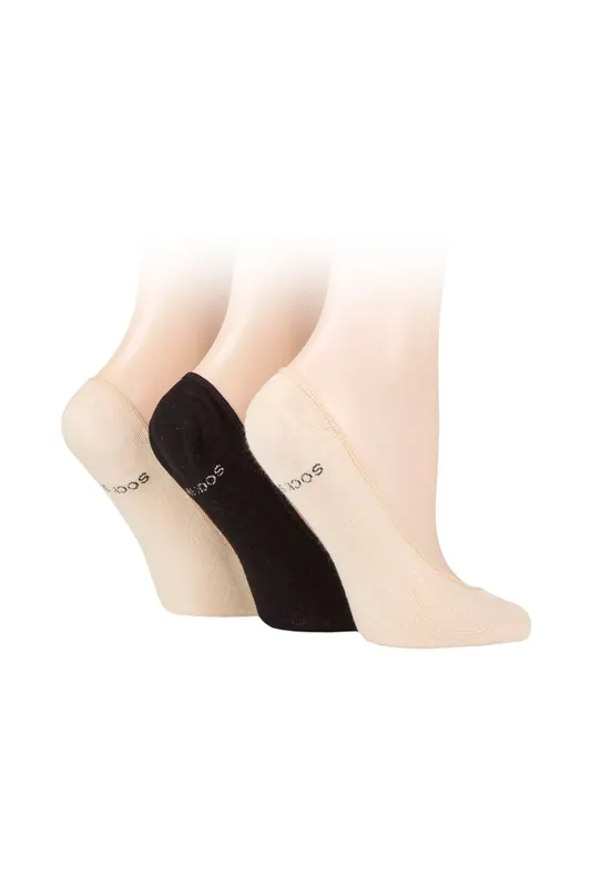 3 Pair Plain and Patterned Bamboo Shoe Liners - SOCKSHOP