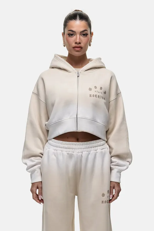 Spray Effect Cropped Zip Through Hoodie - Good For Nothing