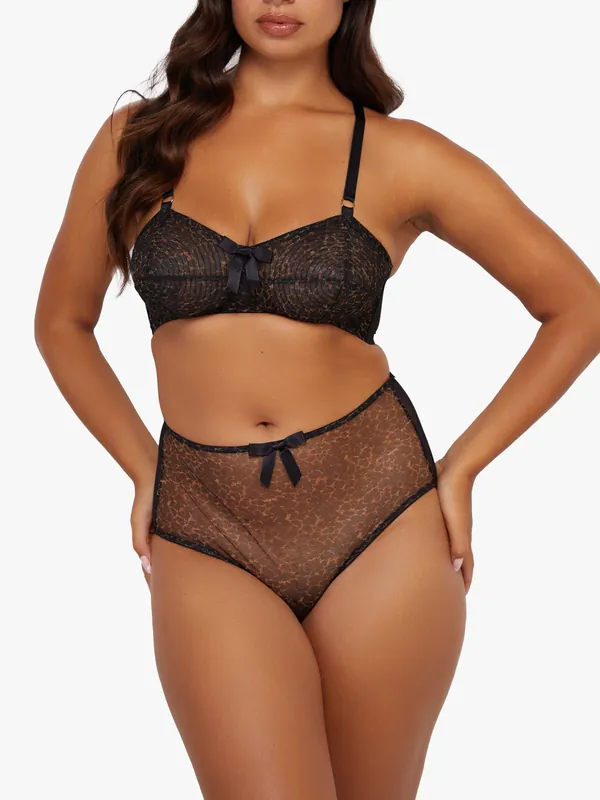 Hazel Leopard Print Classic High Waist Brief - Bettie Page Lingerie