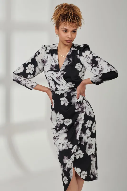 Satin Floral Shirt Dress - Jolie Moi