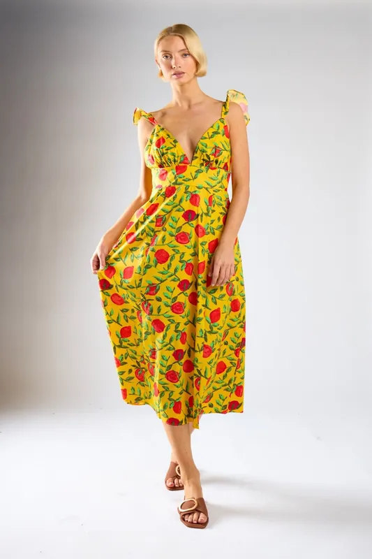 Frill Sleeve Midi Dress - Shnoo
