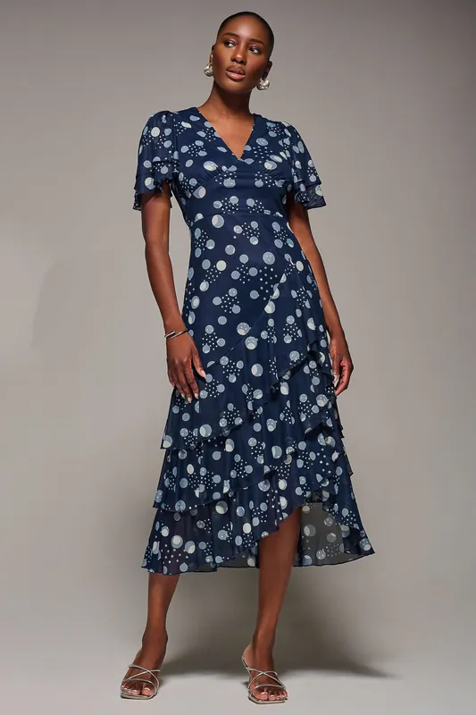 Angel Sleeve Ruffle Hem Mesh Midaxi Dress - Jolie Moi
