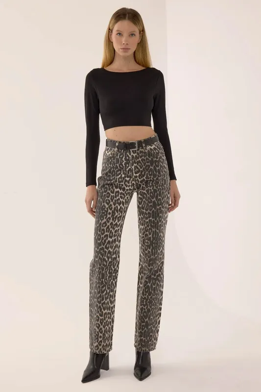High Waist Leopard Jeans - Hiccup