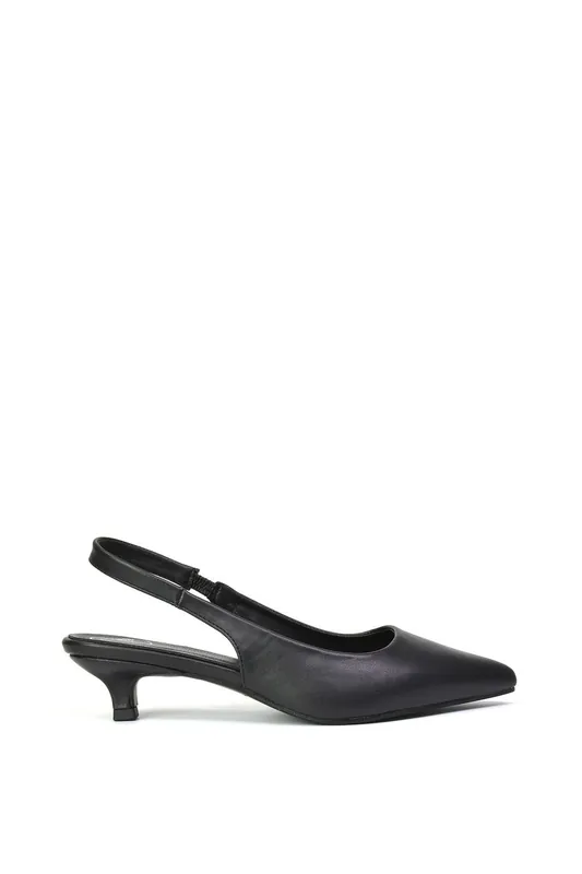 Avalone' Pointed Toe Sling Back Kitten Heel Sandals - XY London