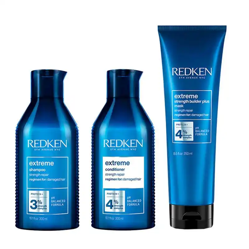 Extreme Shampoo 300ml, Conditioner 300ml & Strength Builder Plus Mask 250ml Pack - Redken