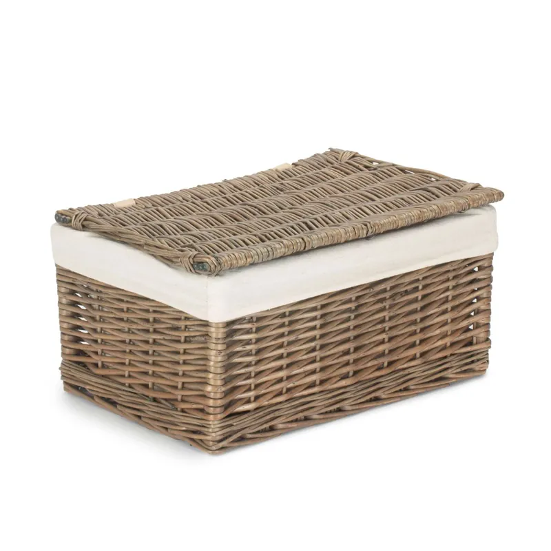 Wicker Antique Wash Cotton Lined Storage Basket - Red Hamper
