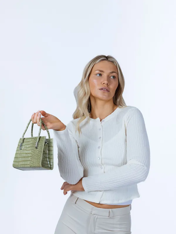 Mini Croc Crossbody Bag in Sage - SVNX
