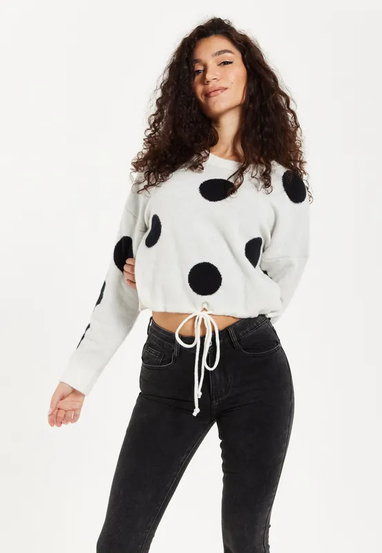 Black Polka Dot Jumper In White - Liquorish