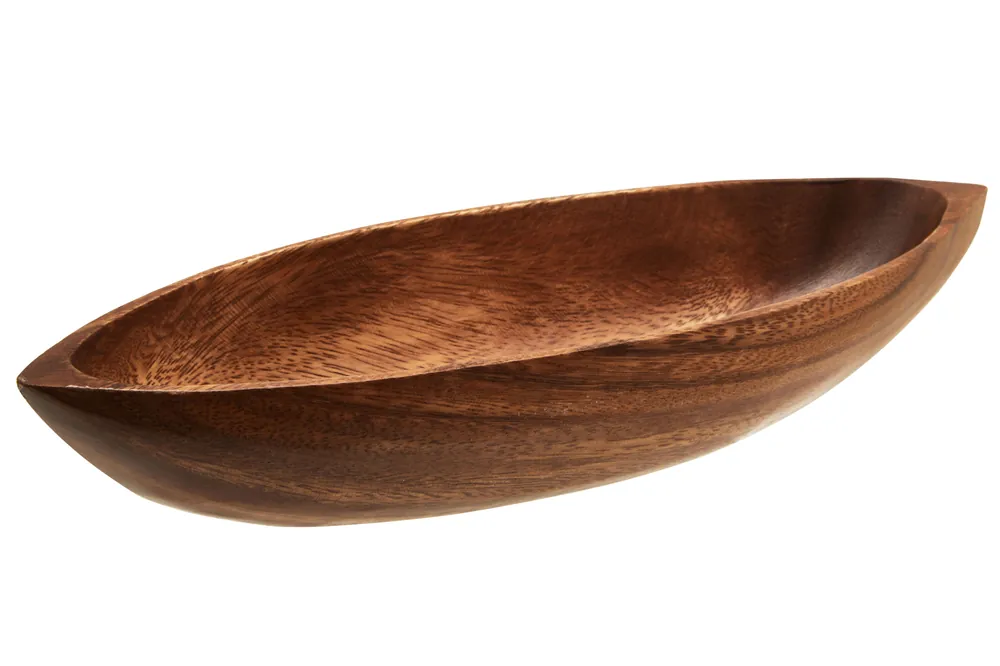Versatile Acacia Boat Shaped Serving Dish, Handcrafted Boat Dish For Livingroom, Compact Livingroom Dish - Orsina