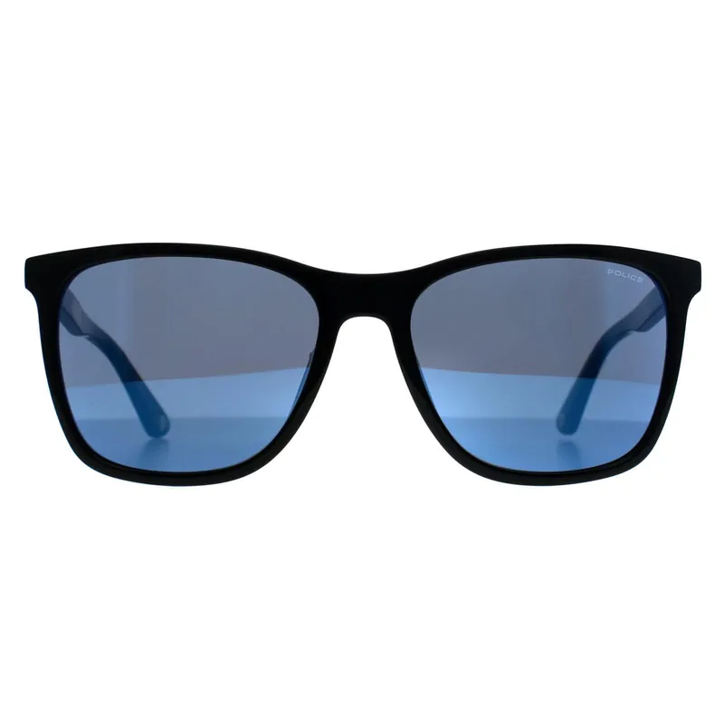 Square Shiny Black Smoke Mirror Blue SPL872N Origins 1 - Police