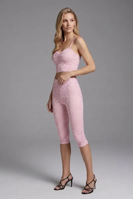 Lace Detail Crop Top and 34 Legging Co-ord
