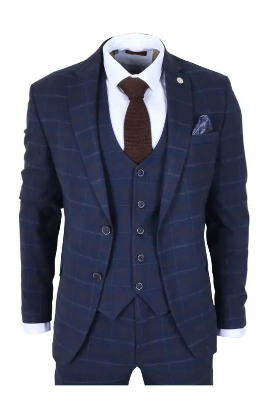 3 Piece Plaid Check Tailored Fit Suit - TruClothing