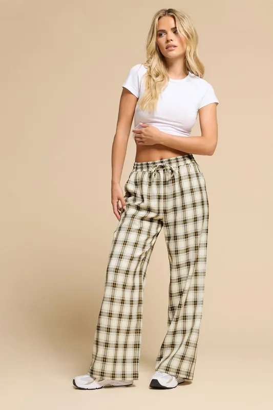 Petite Check Wide Leg Trousers - PixieGirl