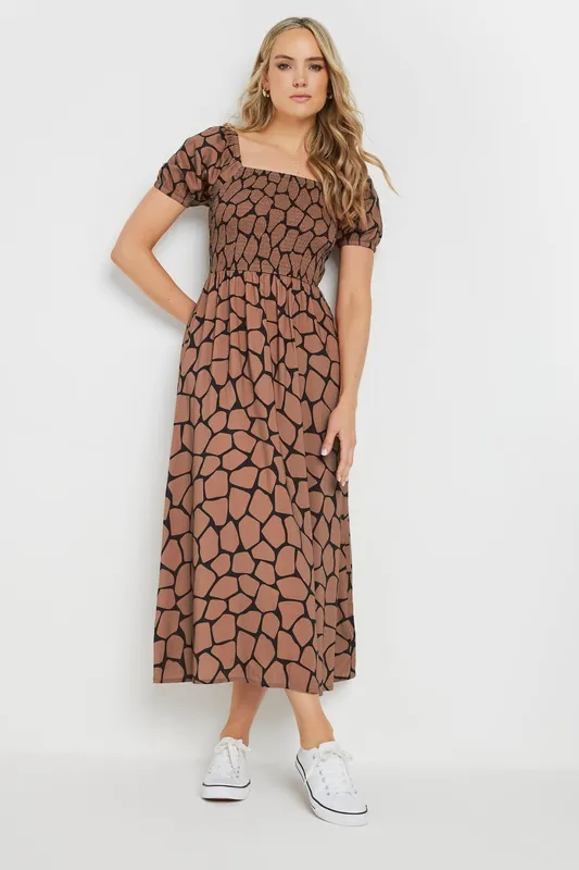 Tall Giraffe Shirred Midi Dress - Long Tall Sally