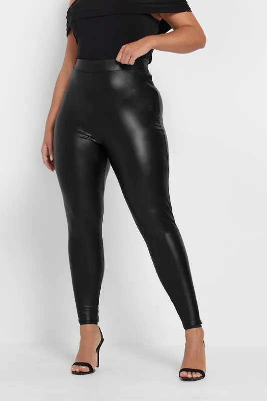 Coated Look Leggings - Yours