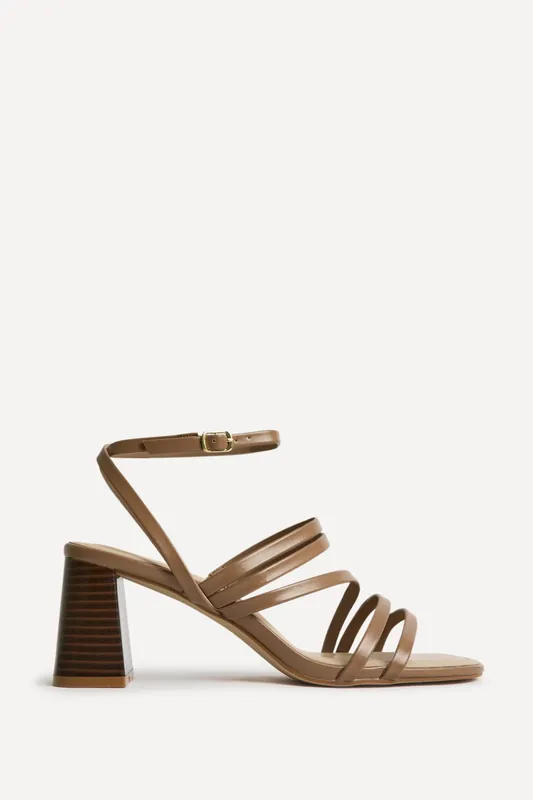Liora Taupe Faux Leather Heeled Sandals - Linzi