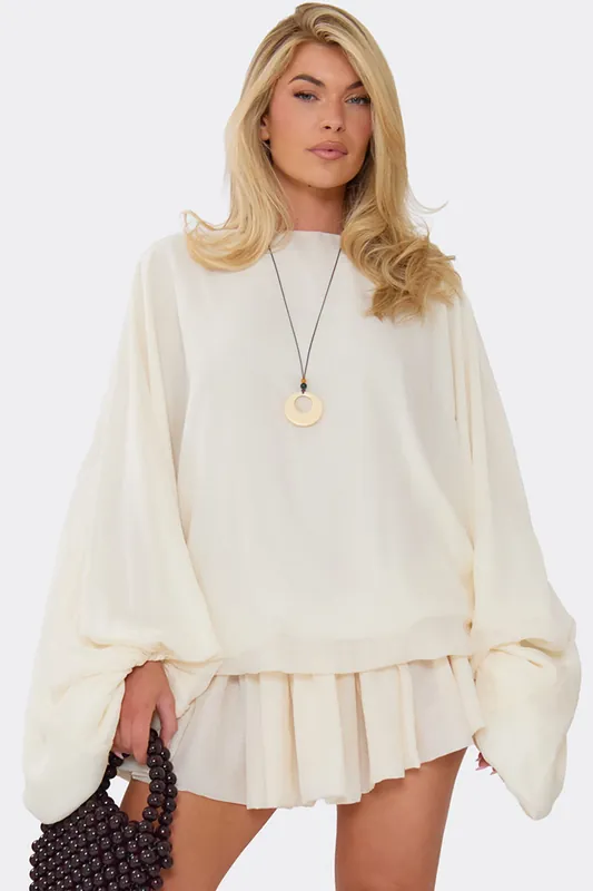 Long Sleeve Chiffon Mini Dress - EGO