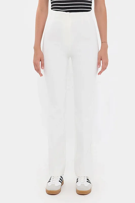 Pleated High-Waist Straight-Leg Trousers