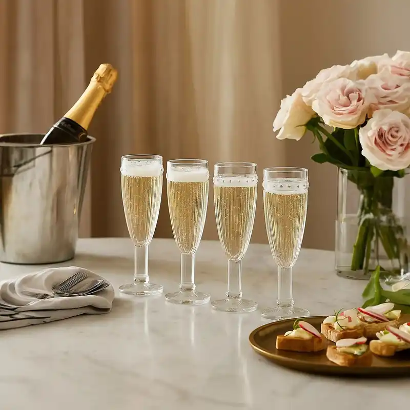 Set of 4 Chamapgne Glasses, Premium Chamapgne Flutes Set, 160ml Clear Glass Champagne Crystal Glasses - Orsina
