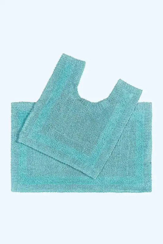 Luxury Bath Mat Set Reversible 1600GSM 100% Cotton 2 Pc w. Pedestal Mat - Homescapes
