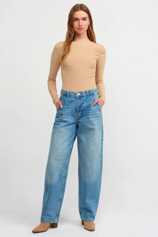 High-Waist Wide-Leg Cotton Denim Jeans