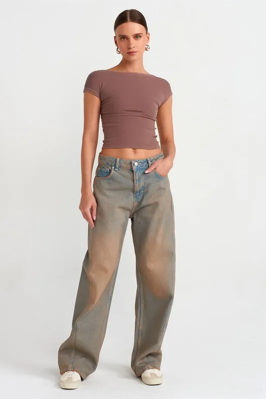 Women's Mid-Waist Wide-Leg Cotton Jeans