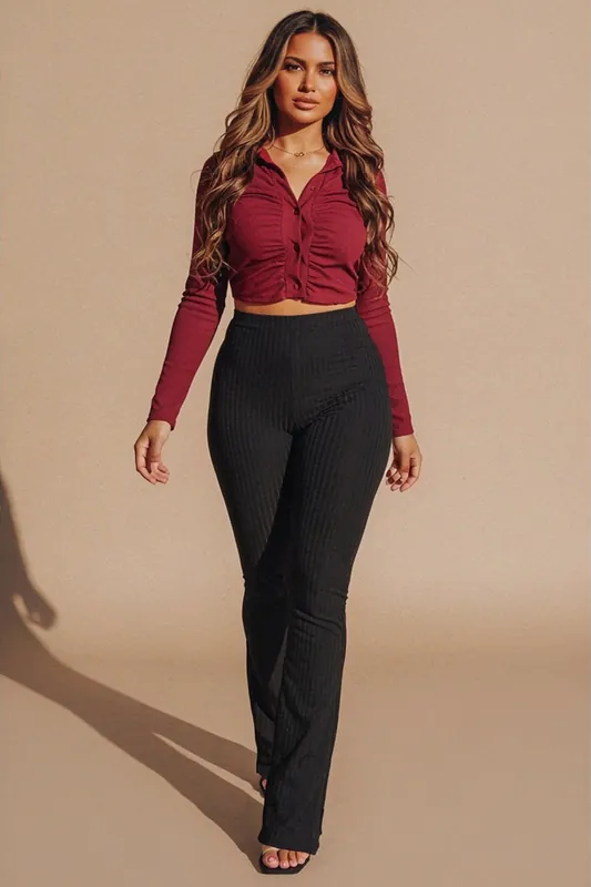 Ruched Front Cropped Shirt - Valerica